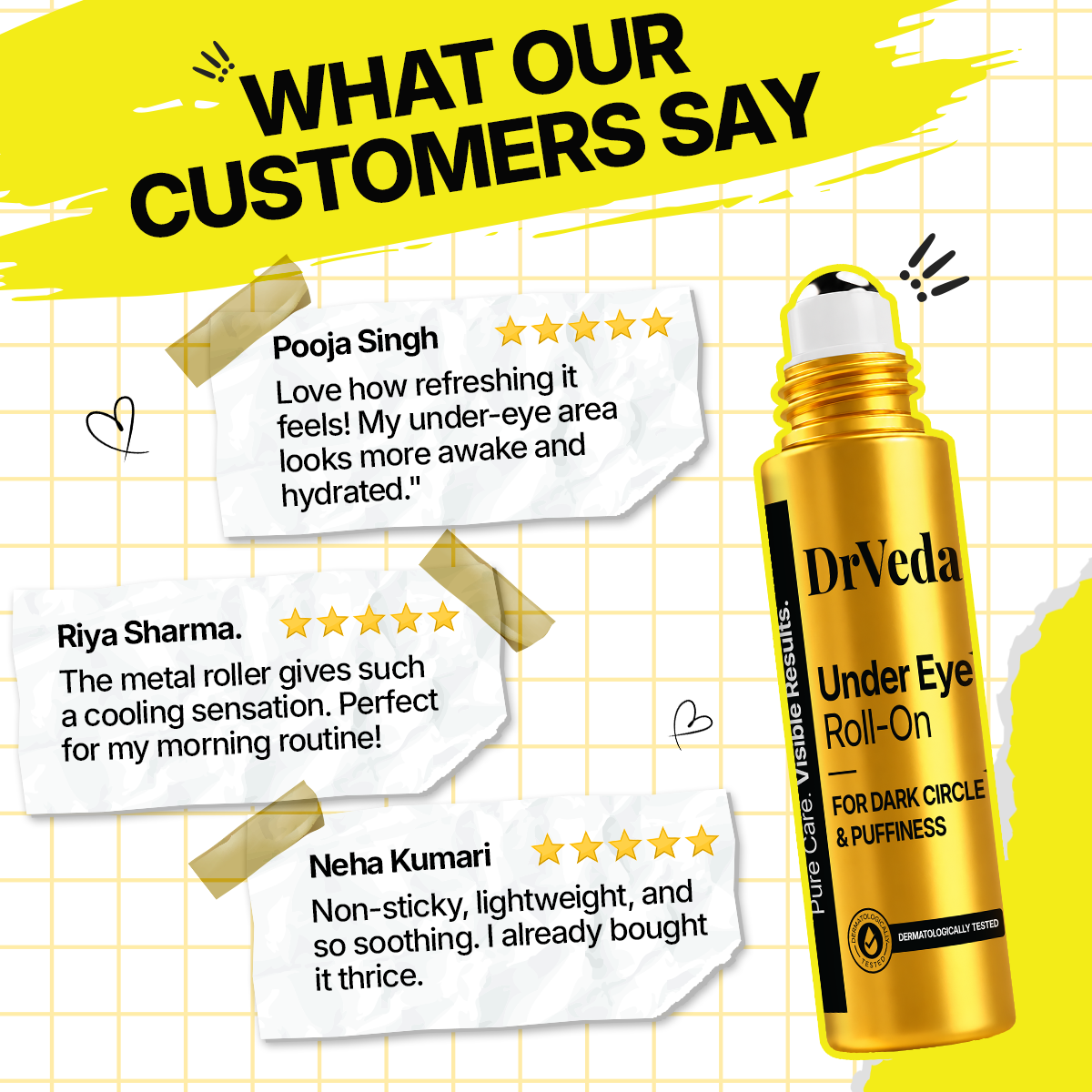 Under Eye Care Roll-On By Dr.Veda for Dark Circles, Puffiness & Fine Lines