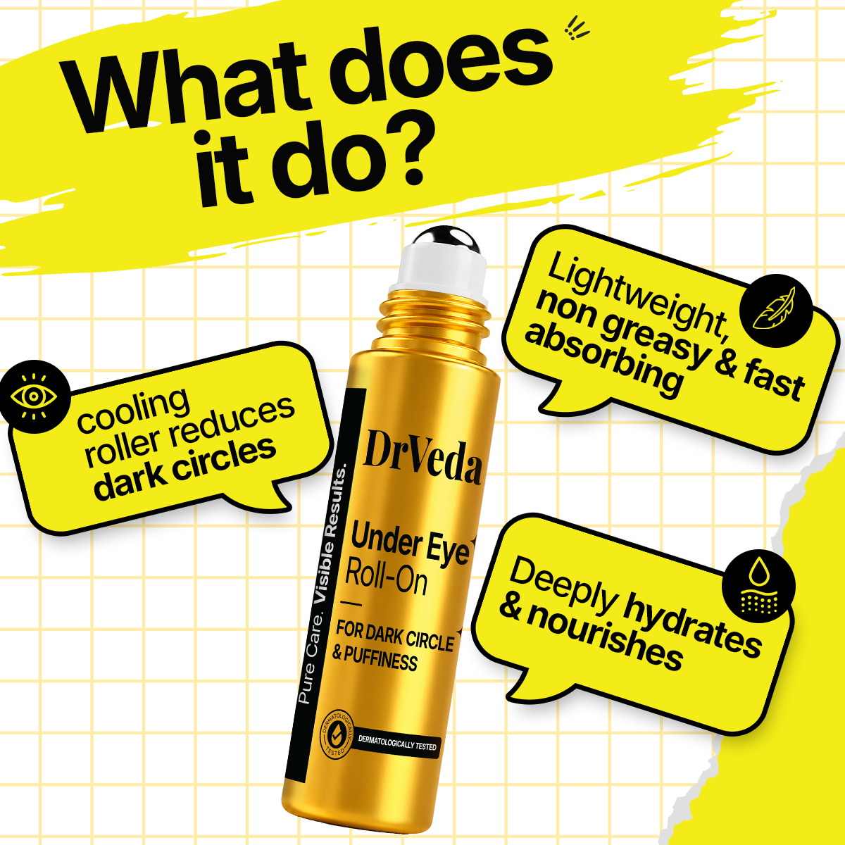 Under Eye Care Roll-On By Dr.Veda for Dark Circles, Puffiness & Fine Lines
