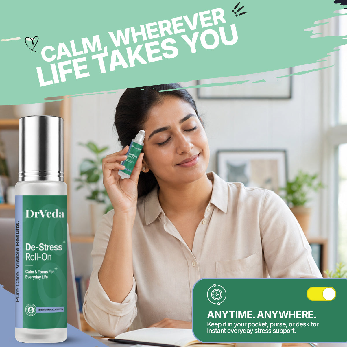 De-Stress & Focus Roll-On By Dr.Veda