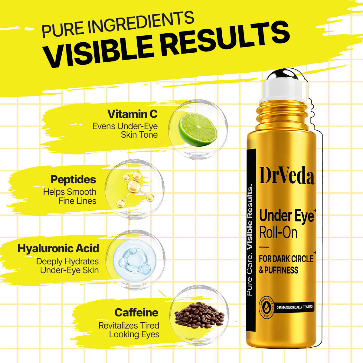 Under Eye Care Roll-On By Dr.Veda for Dark Circles, Puffiness & Fine Lines